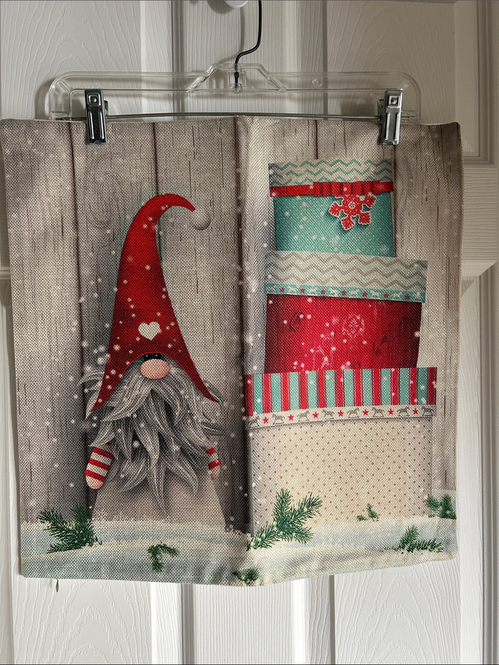 Holiday Gnome Kitchen Pillow Cover - Red and Teal